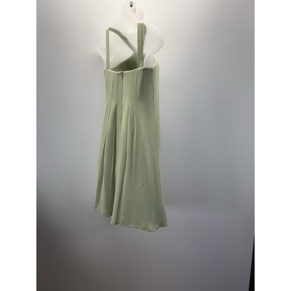 B2 Women's Green Satin Halter Crepe Back Mini Dress Size 2 - Picture 4 of 11